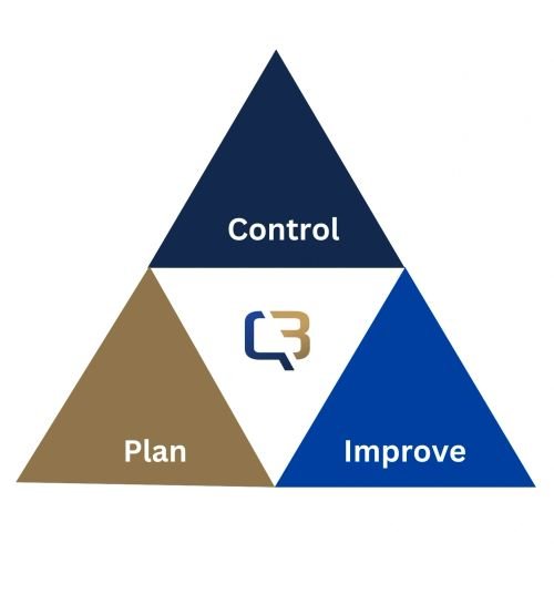 Q3 Quality Trilogy diagram: Plan, Improve, Control